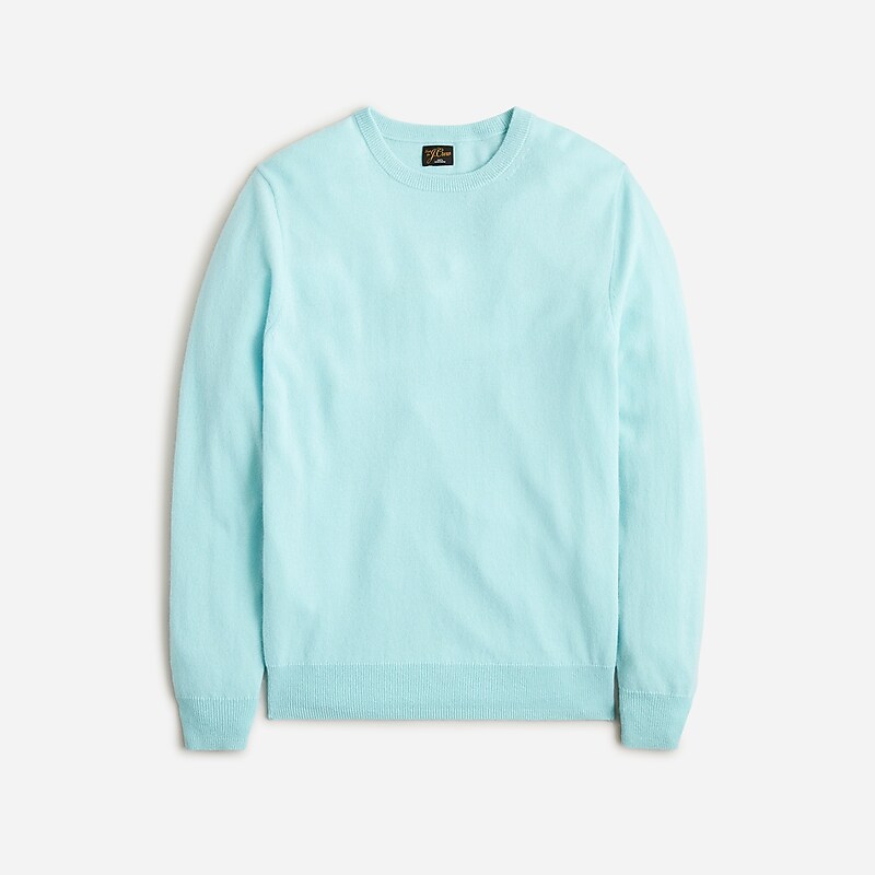 Light Aqua J.Crew Cashmere jacquard crewneck sweater | J.Crew Factory | CUGIR2375