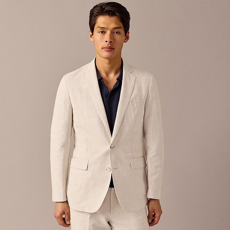 Light Tan Glen J.Crew Ludlow Slim-fit unstructured suit jacket in Irish cotton-linen blend | J.Crew Factory | WTGJL2197