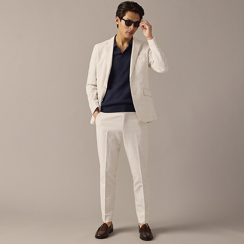 Light Tan Glen J.Crew Ludlow Slim-fit unstructured suit pant in Irish cotton-linen blend | J.Crew Factory | BMJGS7036