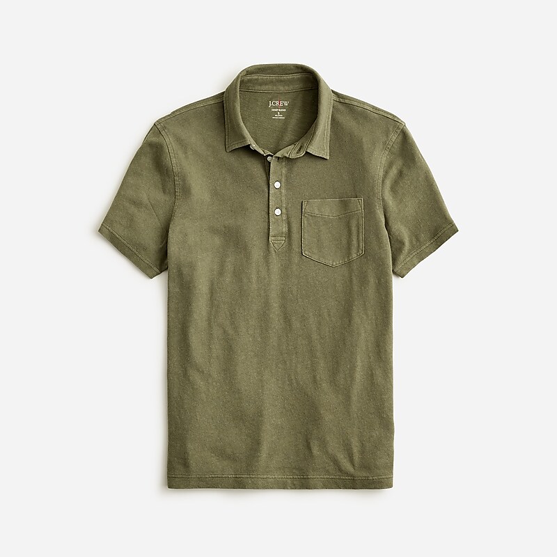 Loden Green J.Crew Hemp-organic cotton blend polo shirt | J.Crew Factory | EFSTV5791