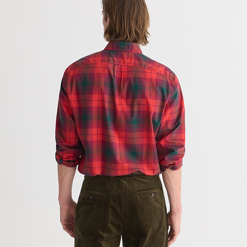 Louie Plaid Red Dk Gree J.Crew Secret Wash cotton poplin shirt | J.Crew Factory | AMBFY4683