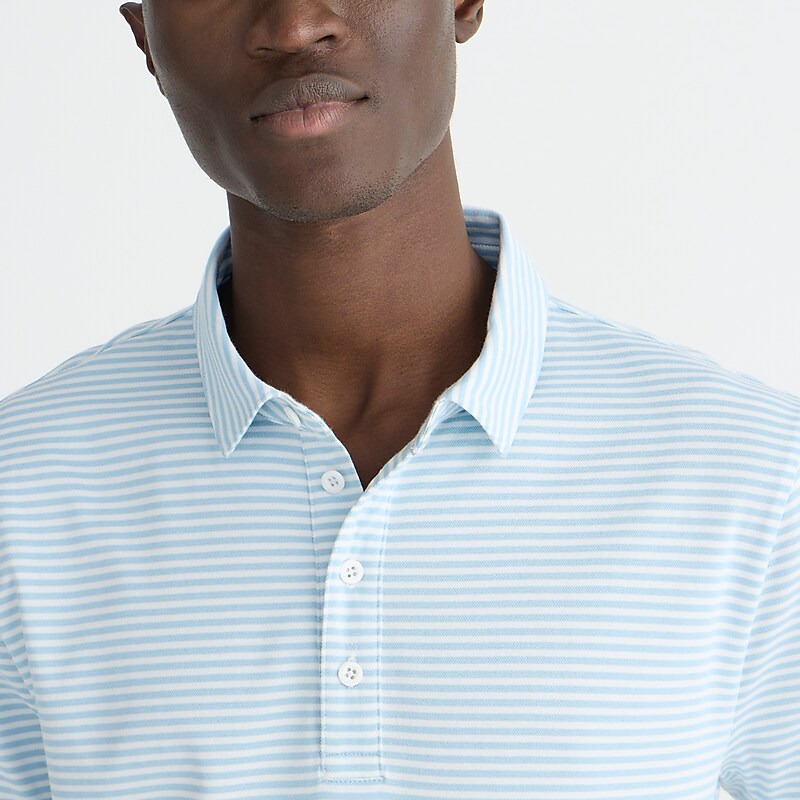 Lt Blue White Par Strip J.Crew Performance polo shirt with COOLMAX® | J.Crew Factory | CIBVM1498