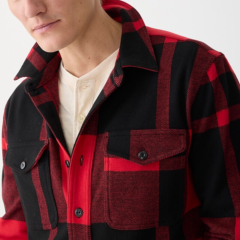 May Plaid Red Black J.Crew Seaboard soft-knit shirt | J.Crew Factory | SNAEC5162