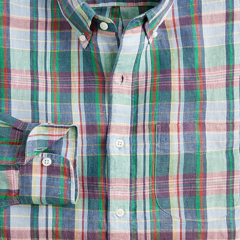 Mckenzie Plaid Blue Gre J.Crew Baird McNutt Irish linen shirt | J.Crew Factory | NLSYH1496