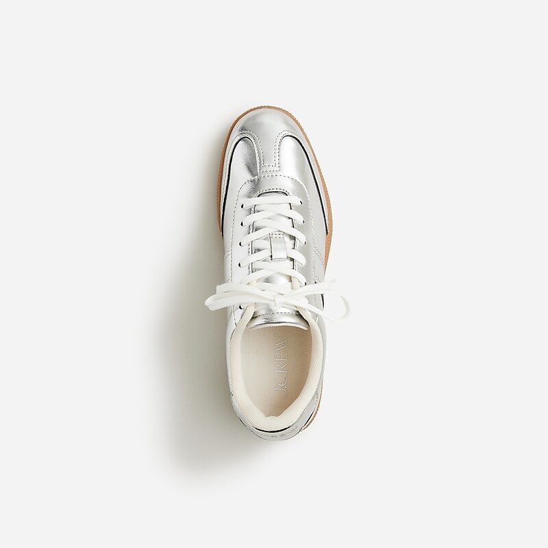 Metallic Silver J.Crew field sneakers | J.Crew Factory | TLACW0637