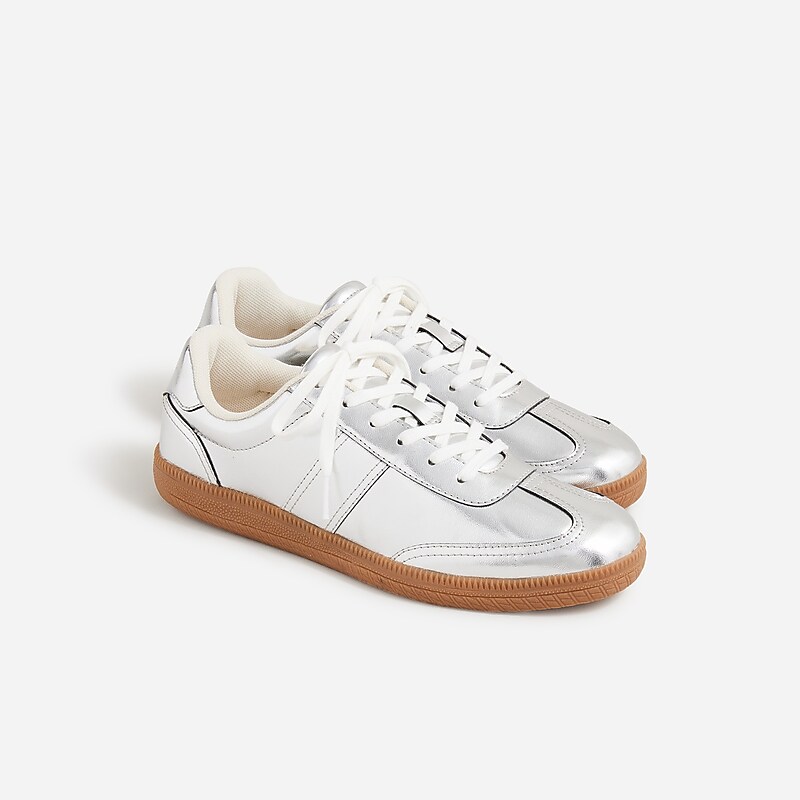 Metallic Silver J.Crew field sneakers | J.Crew Factory | TLACW0637