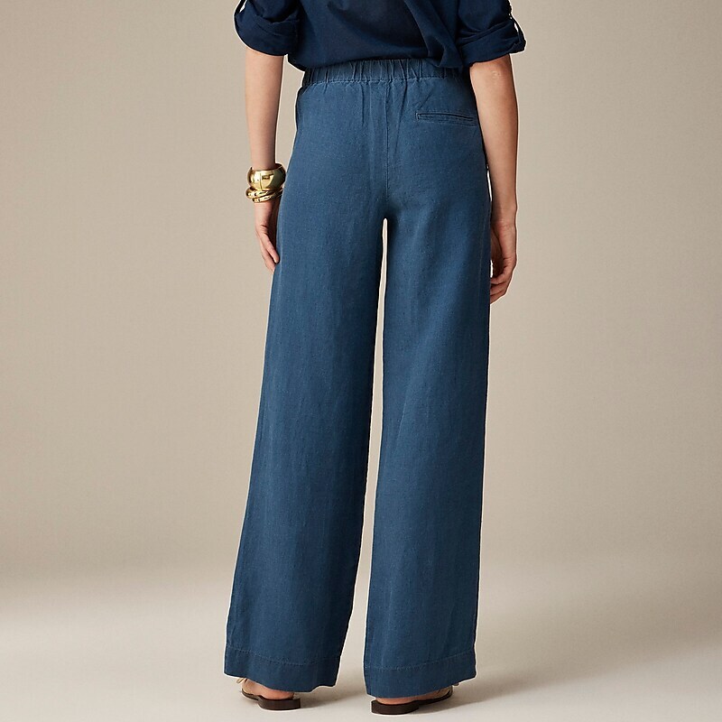 Mista Wash J.Crew Pleated pull-on pant in indigo linen blend | J.Crew Factory | IVXJD4698