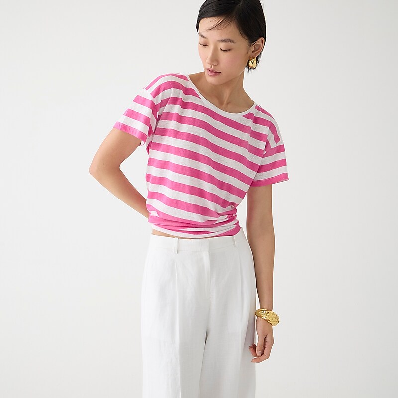 Montauk Stripe Neon Fla J.Crew Relaxed linen T-shirt | J.Crew Factory | UQIYH1526