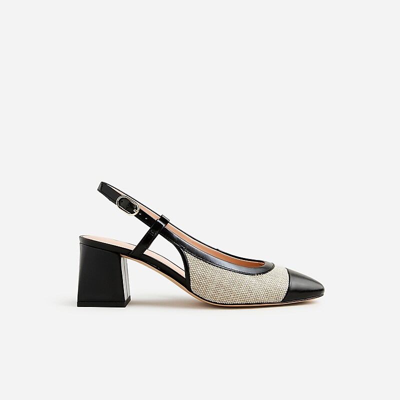 Moroccan Sand J.Crew Layne cap toe heels in Spanish canvas | J.Crew Factory | ZBPFH3025