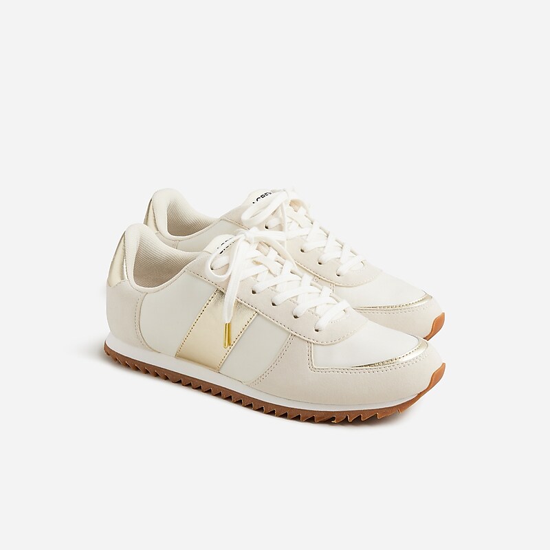 Mountain Ivory Gold J.Crew trainers in metallic colorblock | J.Crew Factory | WZIQH9386