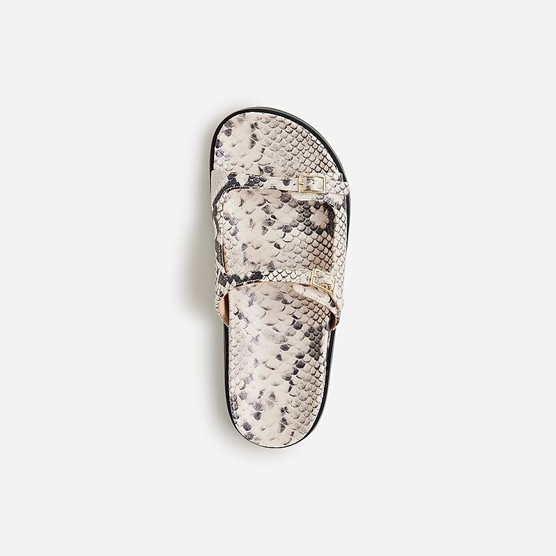 Natural J.Crew Colbie buckle sandals in snake-embossed leather | J.Crew Factory | KVWCD0978