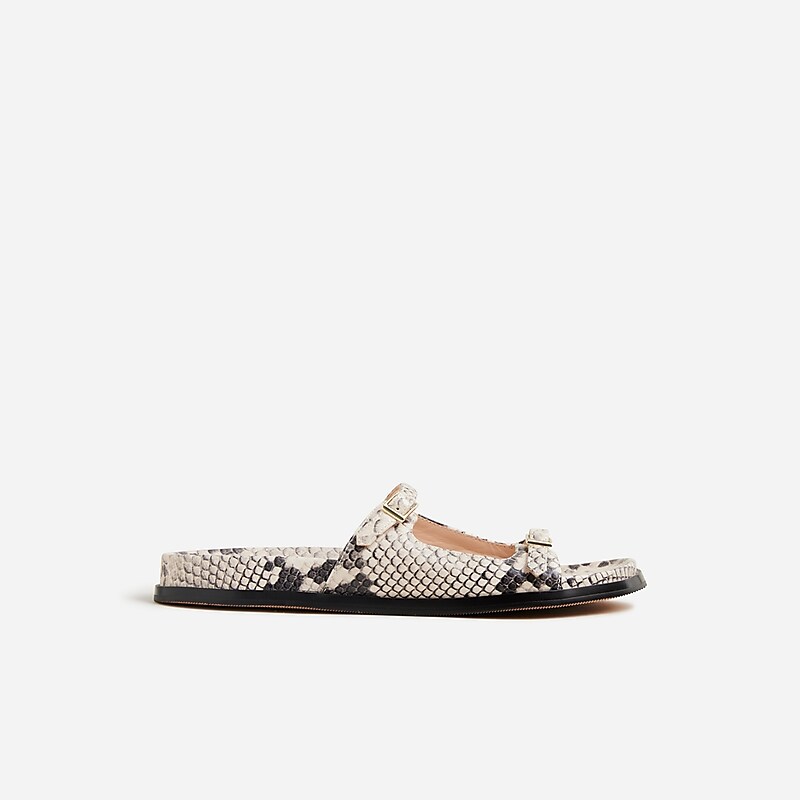 Natural J.Crew Colbie buckle sandals in snake-embossed leather | J.Crew Factory | KVWCD0978