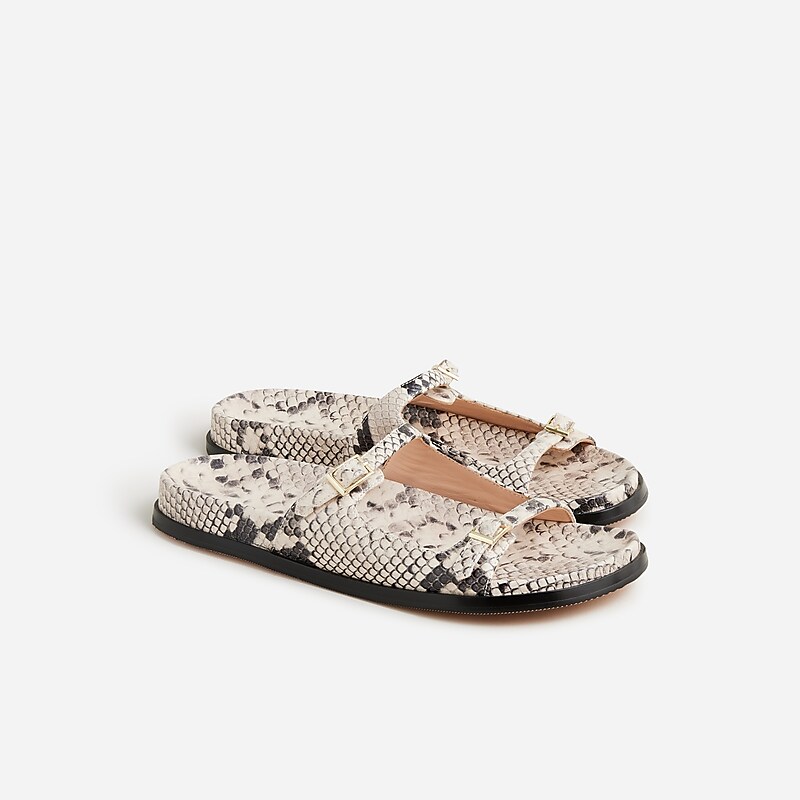 Natural J.Crew Colbie buckle sandals in snake-embossed leather | J.Crew Factory | KVWCD0978