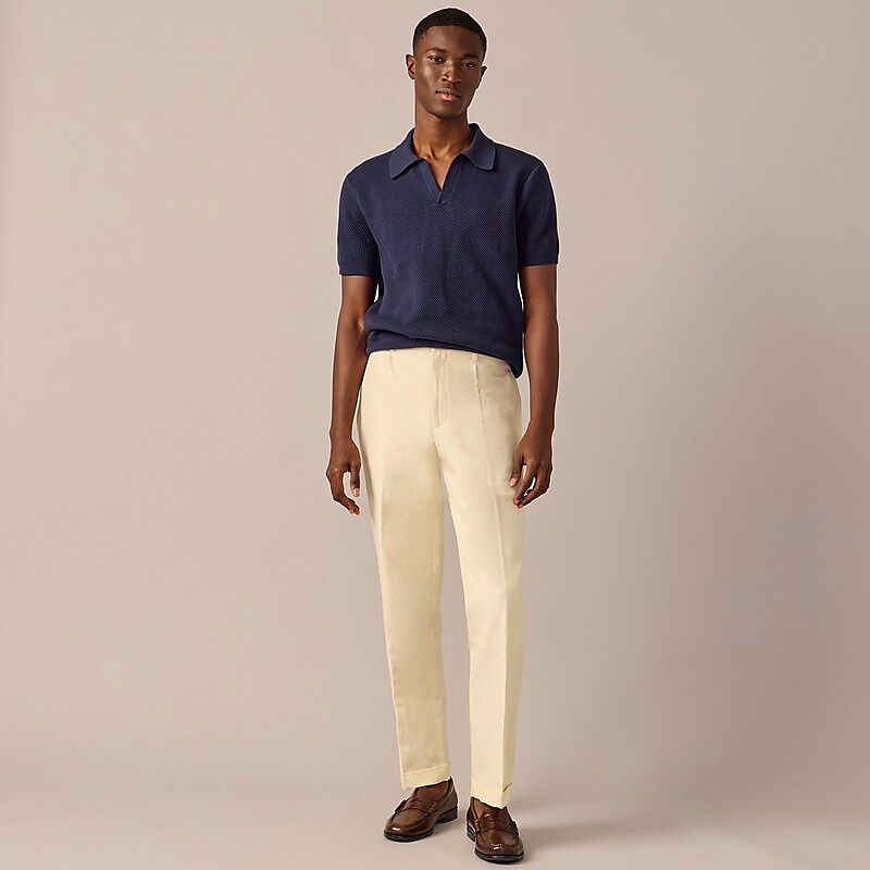 Natural J.Crew Crosby Classic-fit pleated suit pant in Italian linen-cotton blend | J.Crew Factory | DQRGI1498