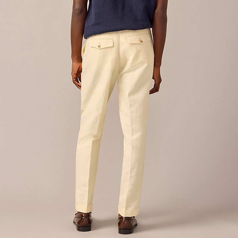 Natural J.Crew Crosby Classic-fit pleated suit pant in Italian linen-cotton blend | J.Crew Factory | DQRGI1498