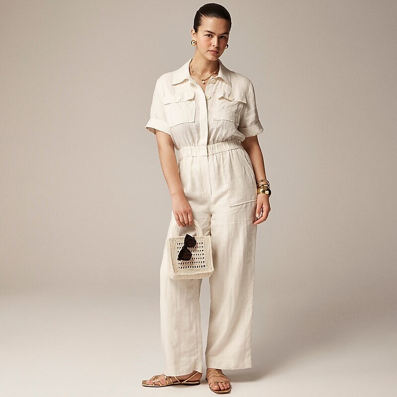 Natural J.Crew Linen jumpsuit | J.Crew Factory | XTRCG7259