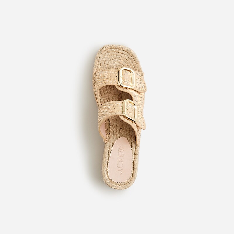 Natural J.Crew Made-in-Spain block-heel espadrilles in faux raffia | J.Crew Factory | YACDT0283