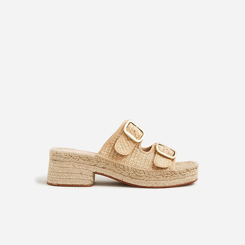 Natural J.Crew Made-in-Spain block-heel espadrilles in faux raffia | J.Crew Factory | YACDT0283