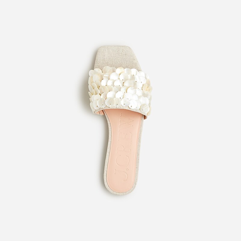 Natural J.Crew New Capri slide sandals with mother-of-pearl paillettes | J.Crew Factory | ULWSA3274