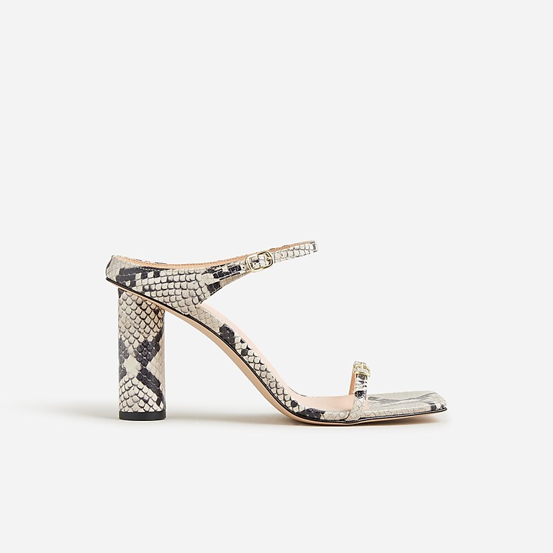 Natural J.Crew Rounded-heel sandals in snake-embossed leather | J.Crew Factory | HOZCV0187