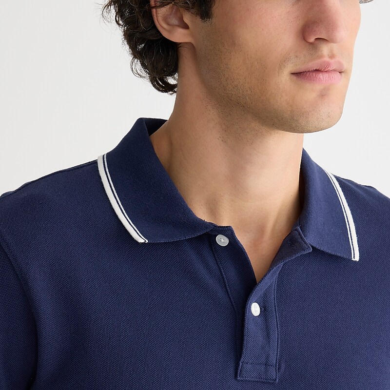 Navy Ivory Dbl Tipped J.Crew Classic piqué polo shirt | J.Crew Factory | AVPNB5480