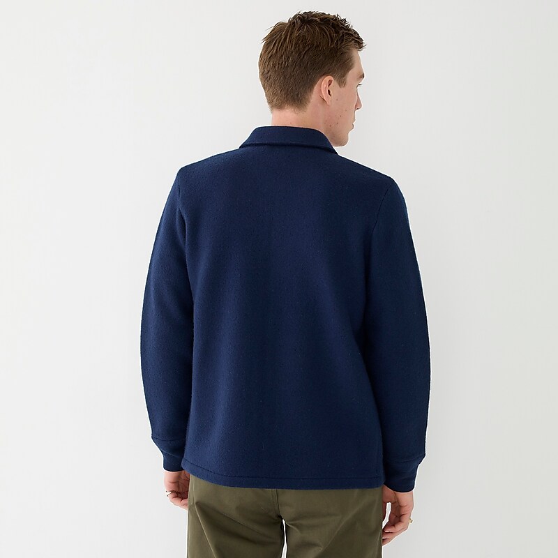 Navy J.Crew Boiled merino wool coach's sweater-jacket | J.Crew Factory | DFCIM2796