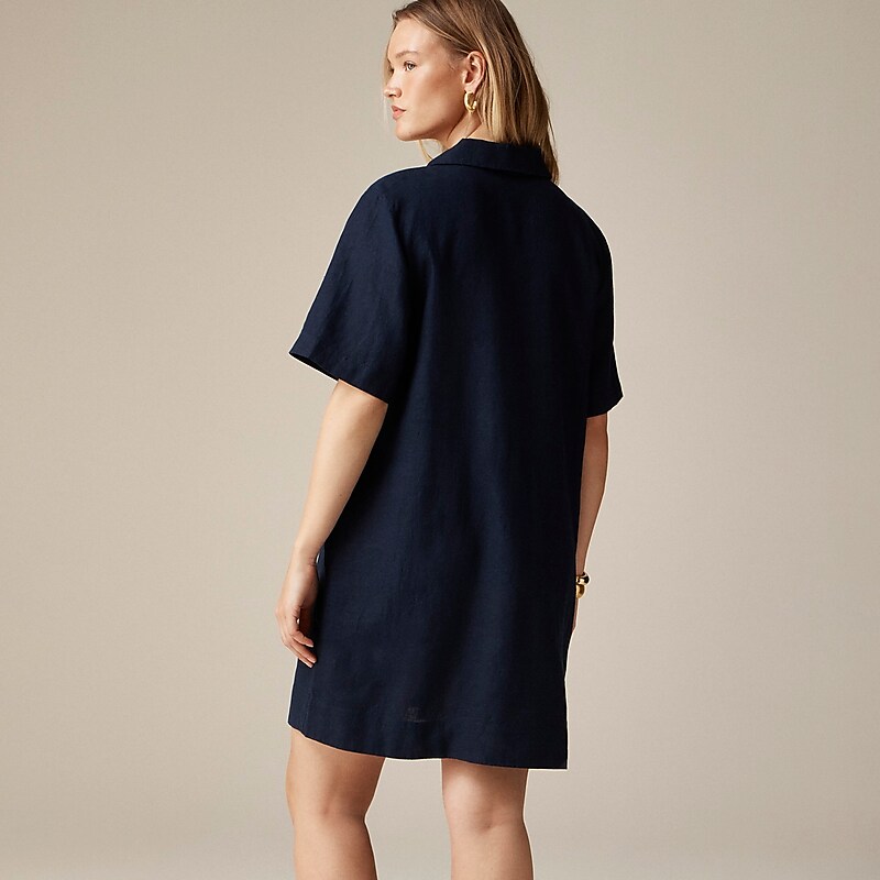 Navy J.Crew Bungalow popover dress linen | J.Crew Factory | RVWKC7056