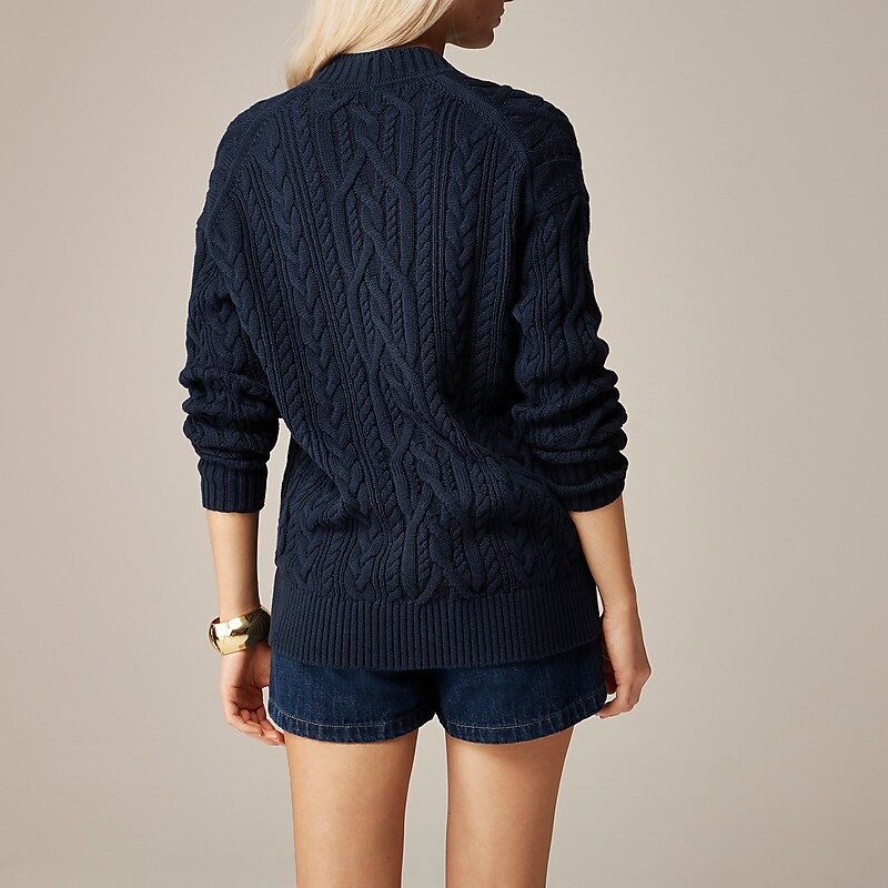 Navy J.Crew Cable-knit cardigan sweater | J.Crew Factory | PNBJE6398