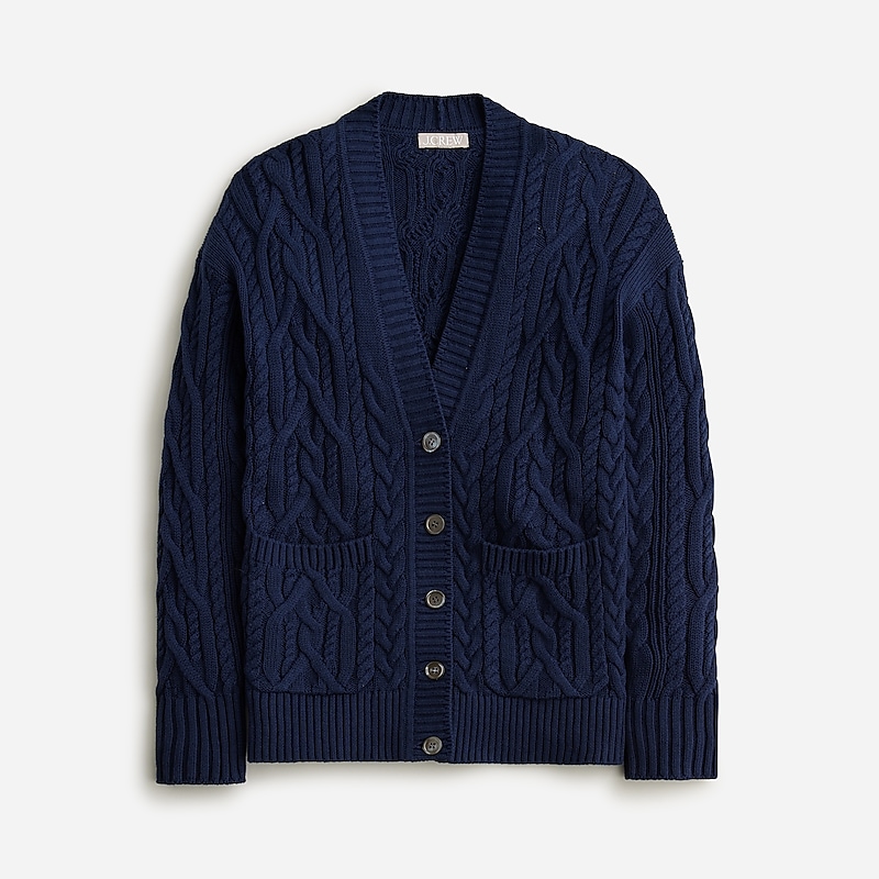 Navy J.Crew Cable-knit cardigan sweater | J.Crew Factory | PNBJE6398