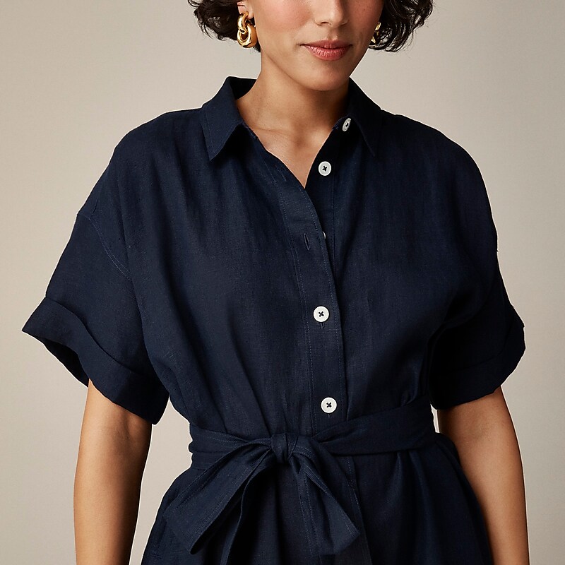 Navy J.Crew Capitaine shirtdress in linen | J.Crew Factory | ELVCG2614