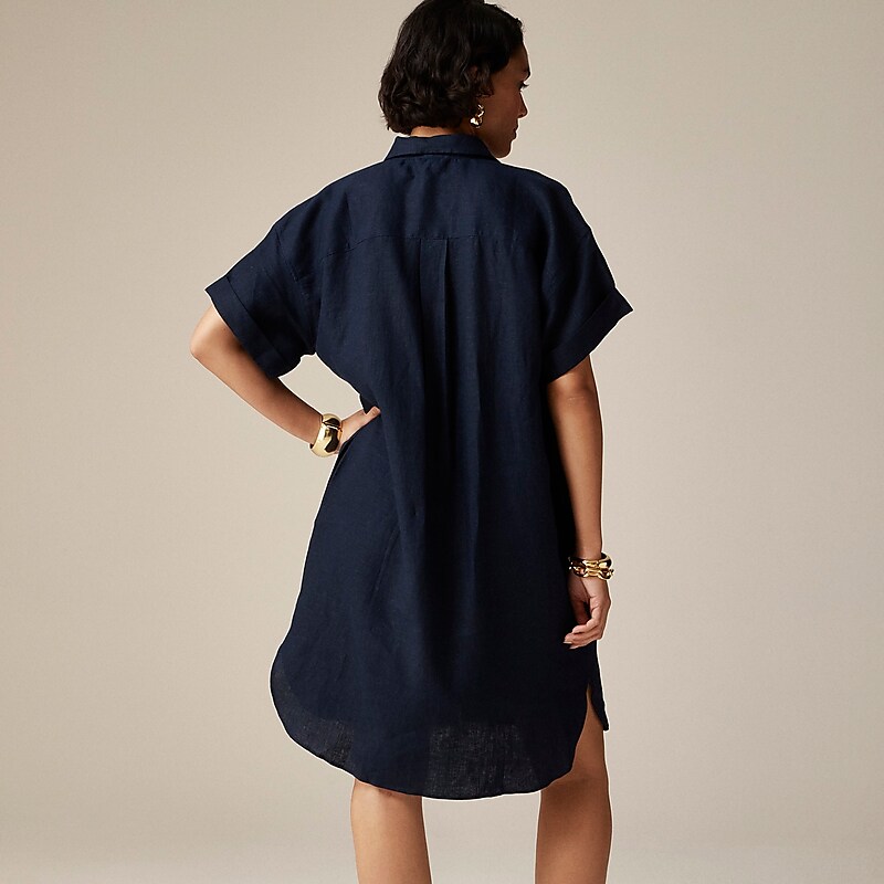 Navy J.Crew Capitaine shirtdress in linen | J.Crew Factory | ELVCG2614