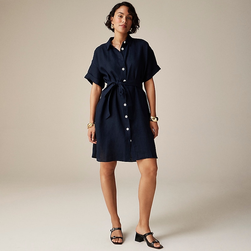 Navy J.Crew Capitaine shirtdress in linen | J.Crew Factory | ELVCG2614