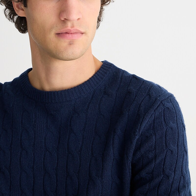 Navy J.Crew Cashmere cable-knit sweater | J.Crew Factory | PCEMG1654