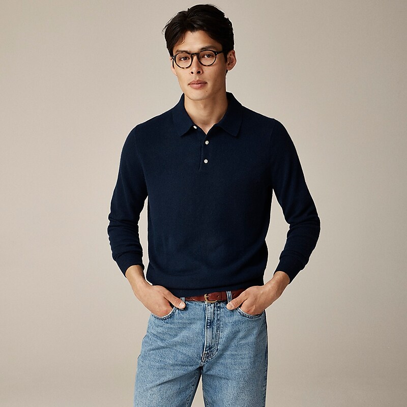 Navy J.Crew Cashmere collared sweater-polo | J.Crew Factory | FUYEK4108