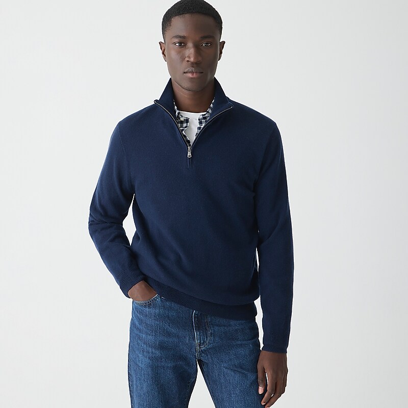 Navy J.Crew Cashmere half-zip sweater | J.Crew Factory | BPZAF5461