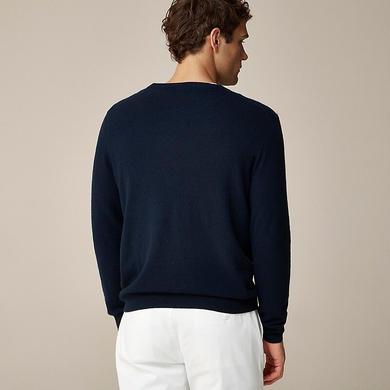 Navy J.Crew Cashmere jacquard crewneck sweater | J.Crew Factory | KQGBW7134