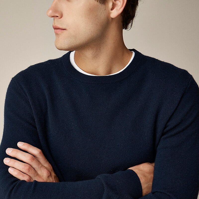 Navy J.Crew Cashmere jacquard crewneck sweater | J.Crew Factory | KQGBW7134