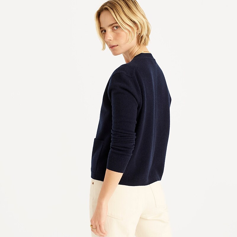 Navy J.Crew Cashmere patch-pocket cardigan sweater | J.Crew Factory | PYJZH5490