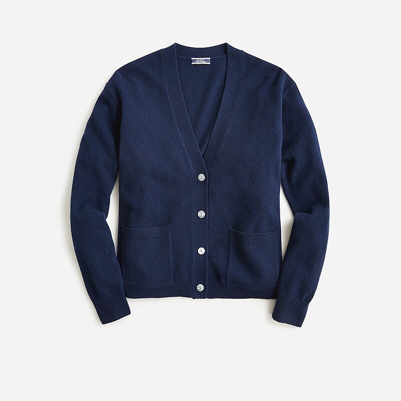 Navy J.Crew Cashmere patch-pocket cardigan sweater | J.Crew Factory | PYJZH5490