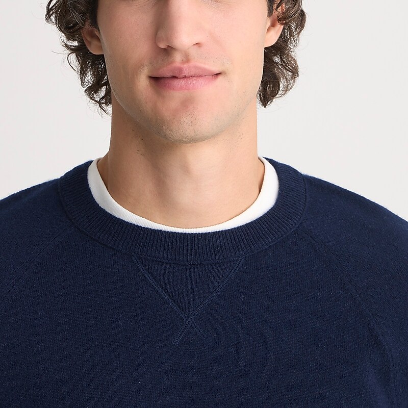 Navy J.Crew Cashmere raglan-sleeve crewneck sweatshirt | J.Crew Factory | VMBAI6135