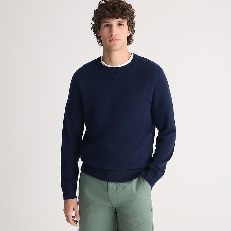 Navy J.Crew Cashmere raglan-sleeve crewneck sweatshirt | J.Crew Factory | VMBAI6135