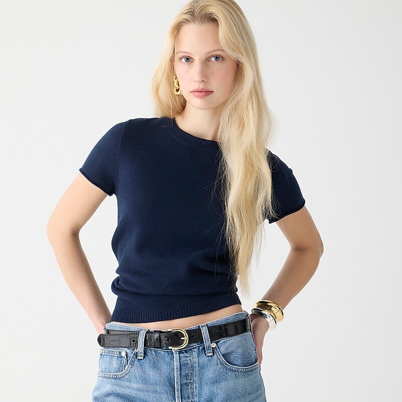 Navy J.Crew Cashmere relaxed T-shirt | J.Crew Factory | RKDAU0237