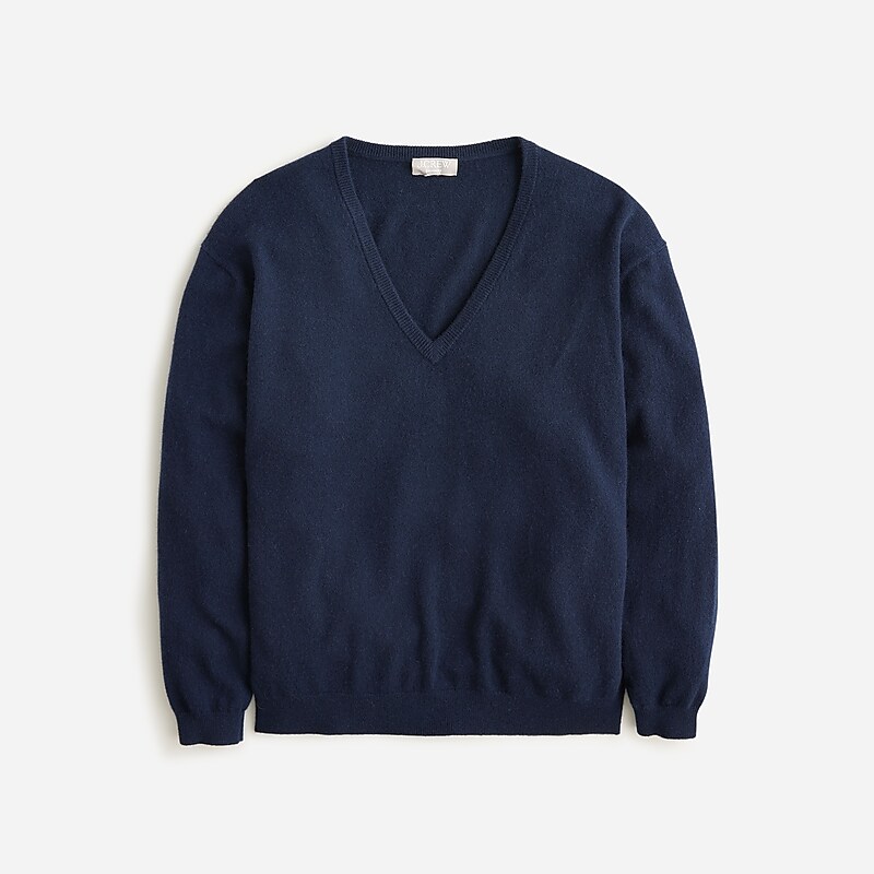 Navy J.Crew Cashmere relaxed V-neck sweater | J.Crew Factory | RMUZD6841