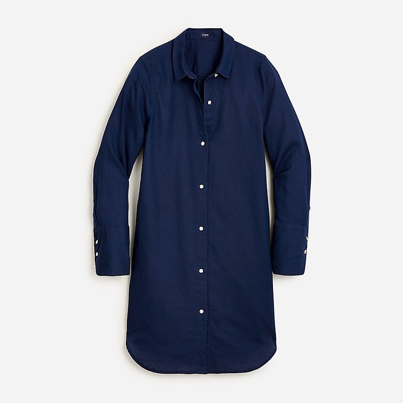 Navy J.Crew Classic-fit beach shirt linen-cotton blend | J.Crew Factory | GQXLH7298