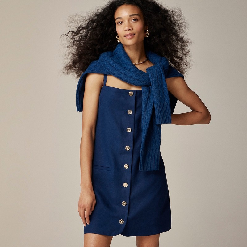 Navy J.Crew Claudia dress in linen | J.Crew Factory | TJROB6391