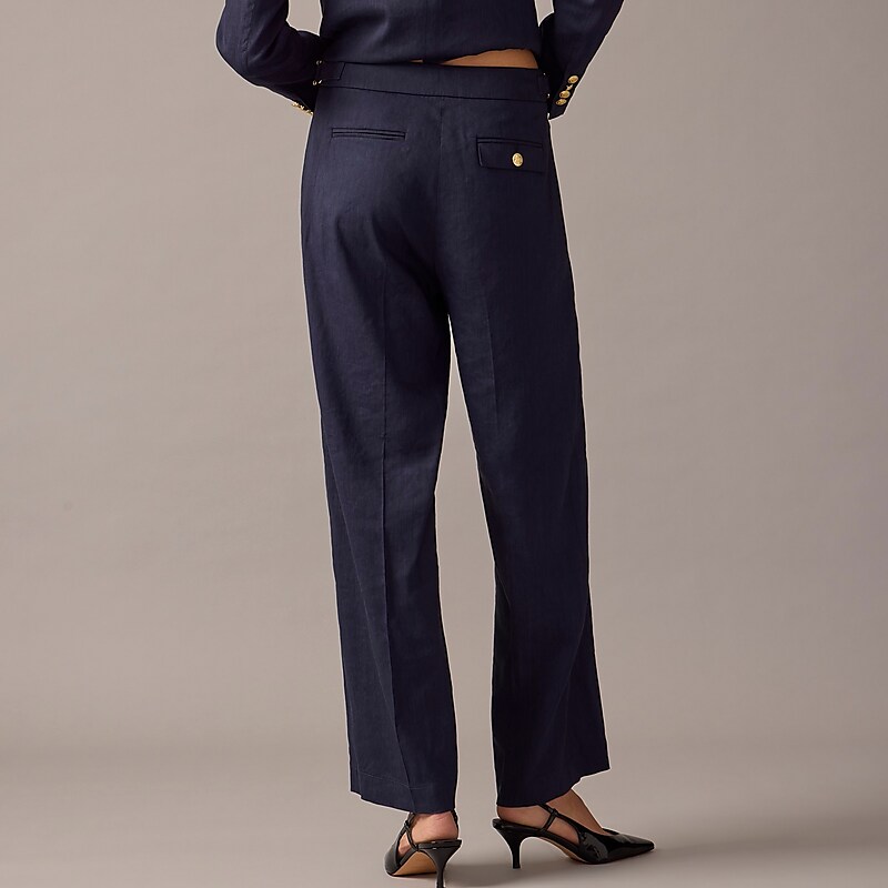 Navy J.Crew Collection side-tab trouser in Italian linen blend | J.Crew Factory | HOPIA7289