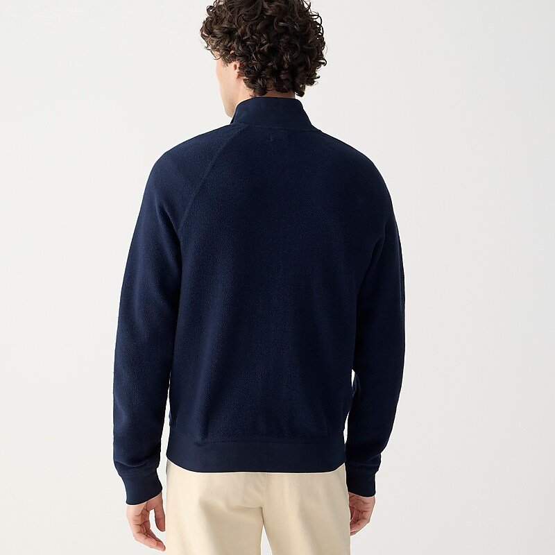 Navy J.Crew Cotton piqué-stitch track jacket | J.Crew Factory | CWEAR2836