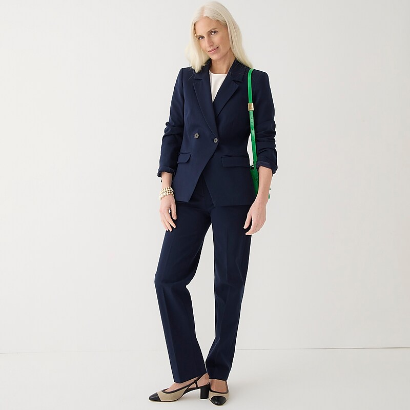 Navy J.Crew Devon blazer in bi-stretch cotton blend | J.Crew Factory | DWOAY9548