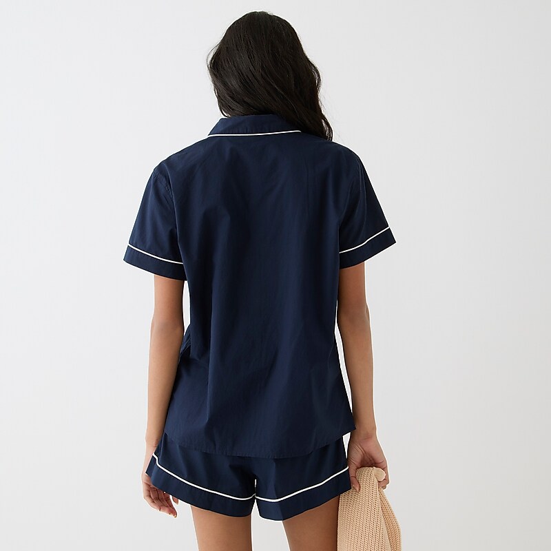 Navy J.Crew End-on-end cotton pajama short set | J.Crew Factory | ASIUK9360