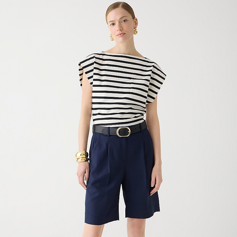 Navy J.Crew High-rise trouser short in city twill | J.Crew Factory | KTHNI7215